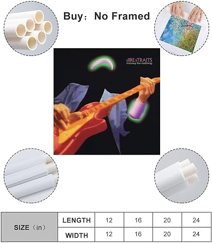 Miniatura 2 de MALOOS Póster de lienzo con texto en inglés Money For Nothing de Dire Straits Money For Nothing, pintura decorativa para pared, sala de estar,