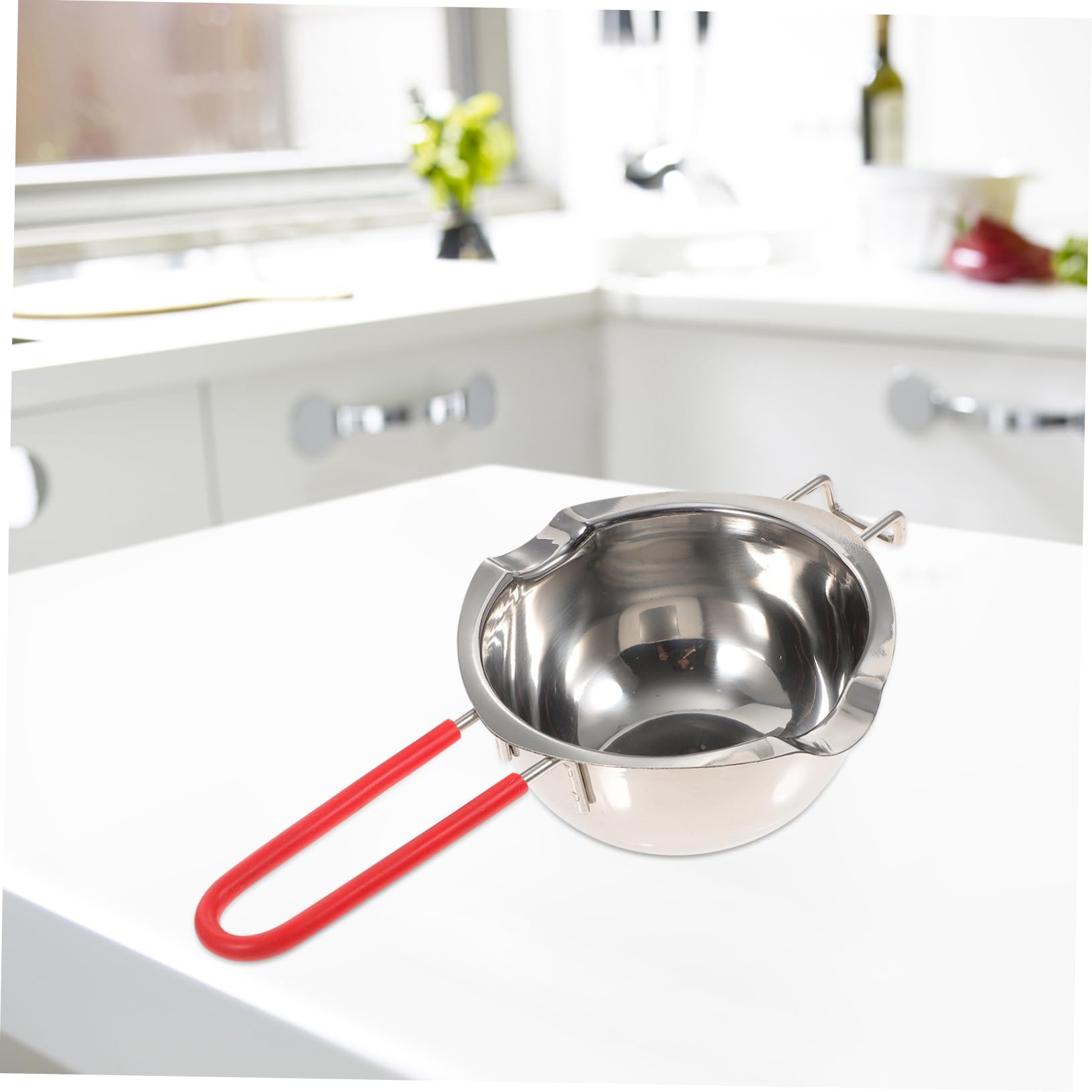 GRIRIW Melting Chocolate Pot Set 2pcs Stainless Steel Butter Melting Pot Double Boiler Guiding Groove Safe for Nutrient Preservation Random Color