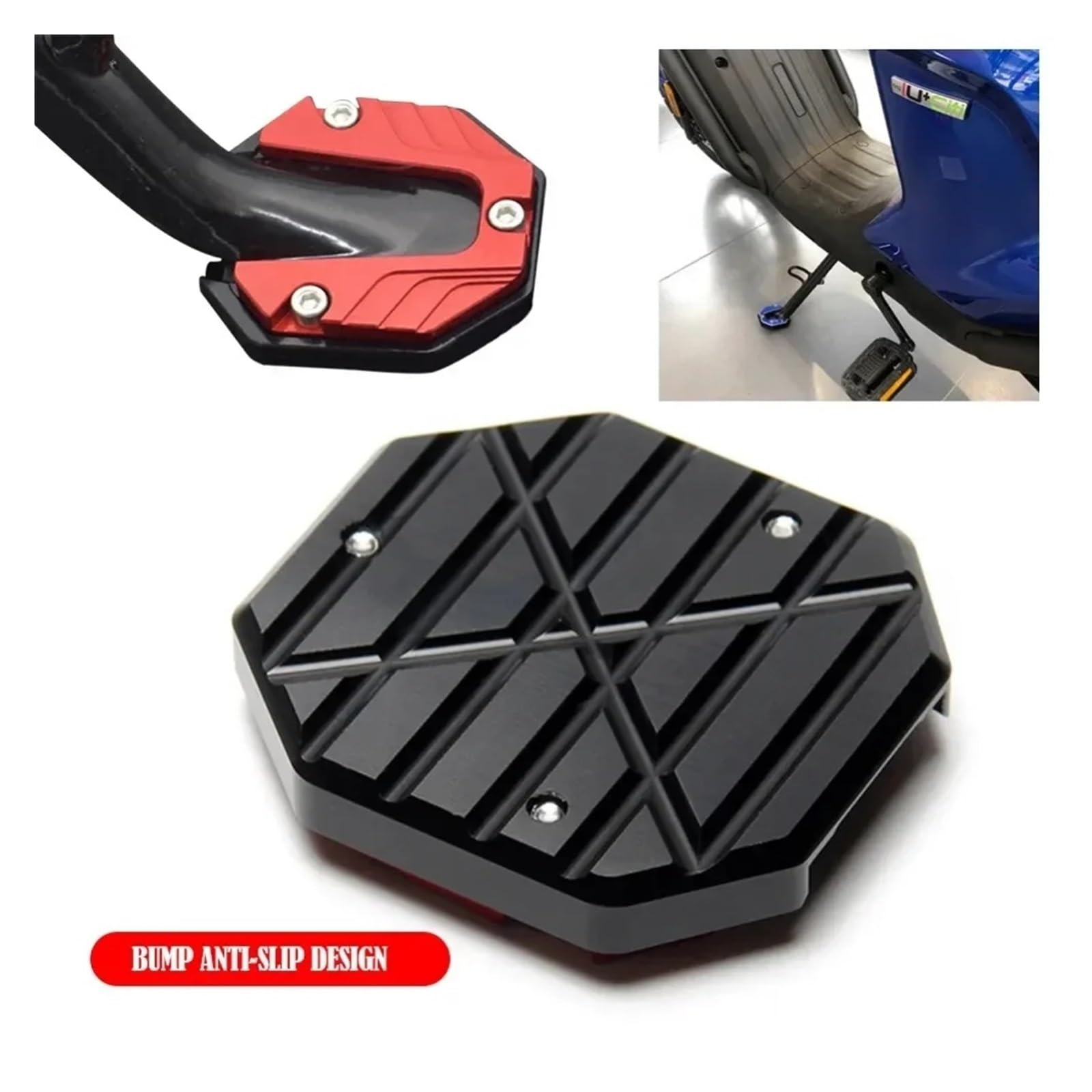 Béquille de moto Extension de béquille vélo pour moto latérale pied(Noir)