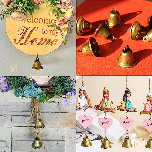 Miniatura 5 de Campanillas De Metal Bronce Vintage Cobre Campanas De Cascabel Vintage Campanas De Decoración De Navidad Para Decoraciones, Navidad, Bodas, Joyas, Campanas De Viento Y Entrenar Cachorros 20 Piezas