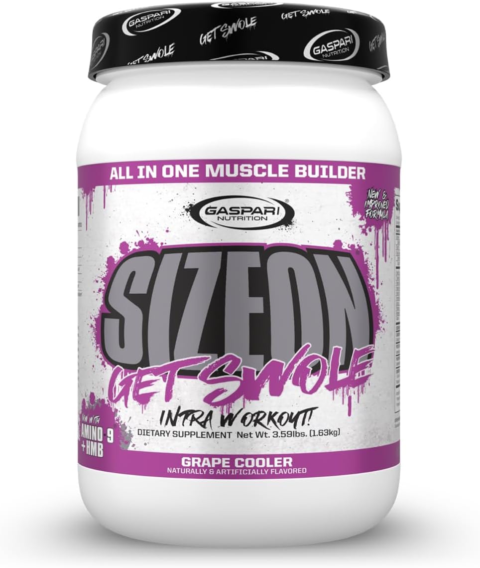 Gaspari Nutrition - SizeOn - The Ultimate Hybrid Intra-Workout Amino Acid & Creatine Formula, Increased Muscle Volume & Muscle Recovery - 3.59 Pound (Grape Cooler)