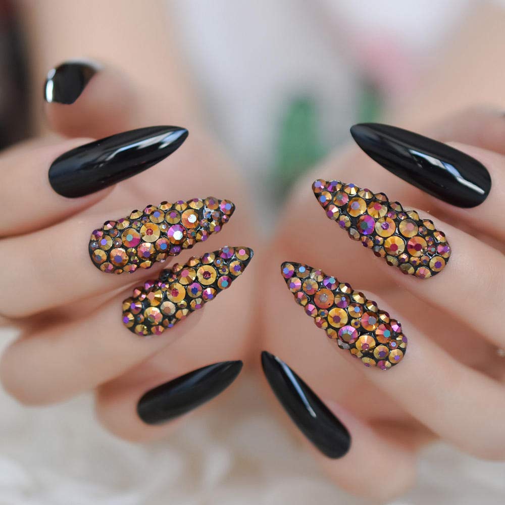 付け爪 fake nails マニキュアの爪 ネイルアートの装飾 ネイルチップ Amazon | HUJL 付け爪 24 個/セット 長くて鋭い爪 付け爪 人工ネイル