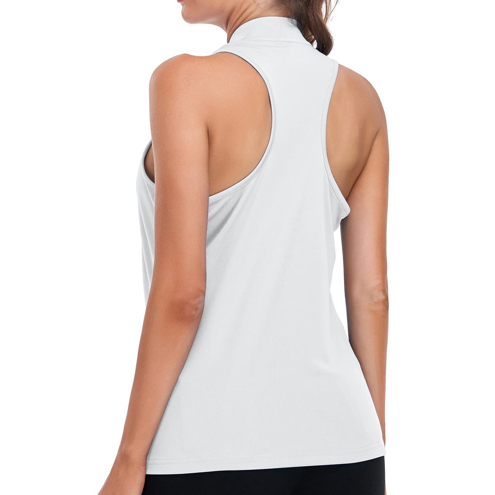 TOKSKS Women's Golf Polo Shirts Sleeveless Workout Tops Quick Dry Loose Fit Athletic Tennis Running Racerback Tank Top