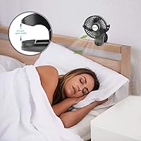 Vista 4 de SkyGenius Ventilador de cochecito de bebé con clip con batería (negro)