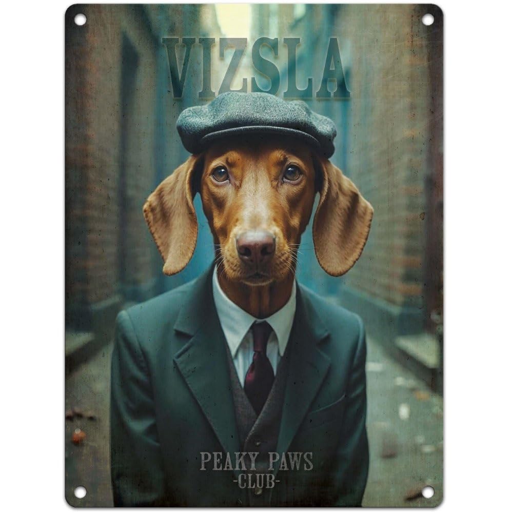Small (150 x 200mm) Metal Sign - Peaky Paws Club - Vizsla