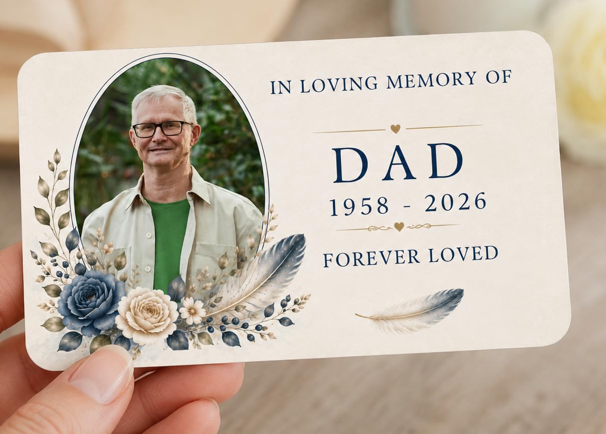 Dad Memorial Wallet Card with Photo – Personalised Remembrance Keepsake