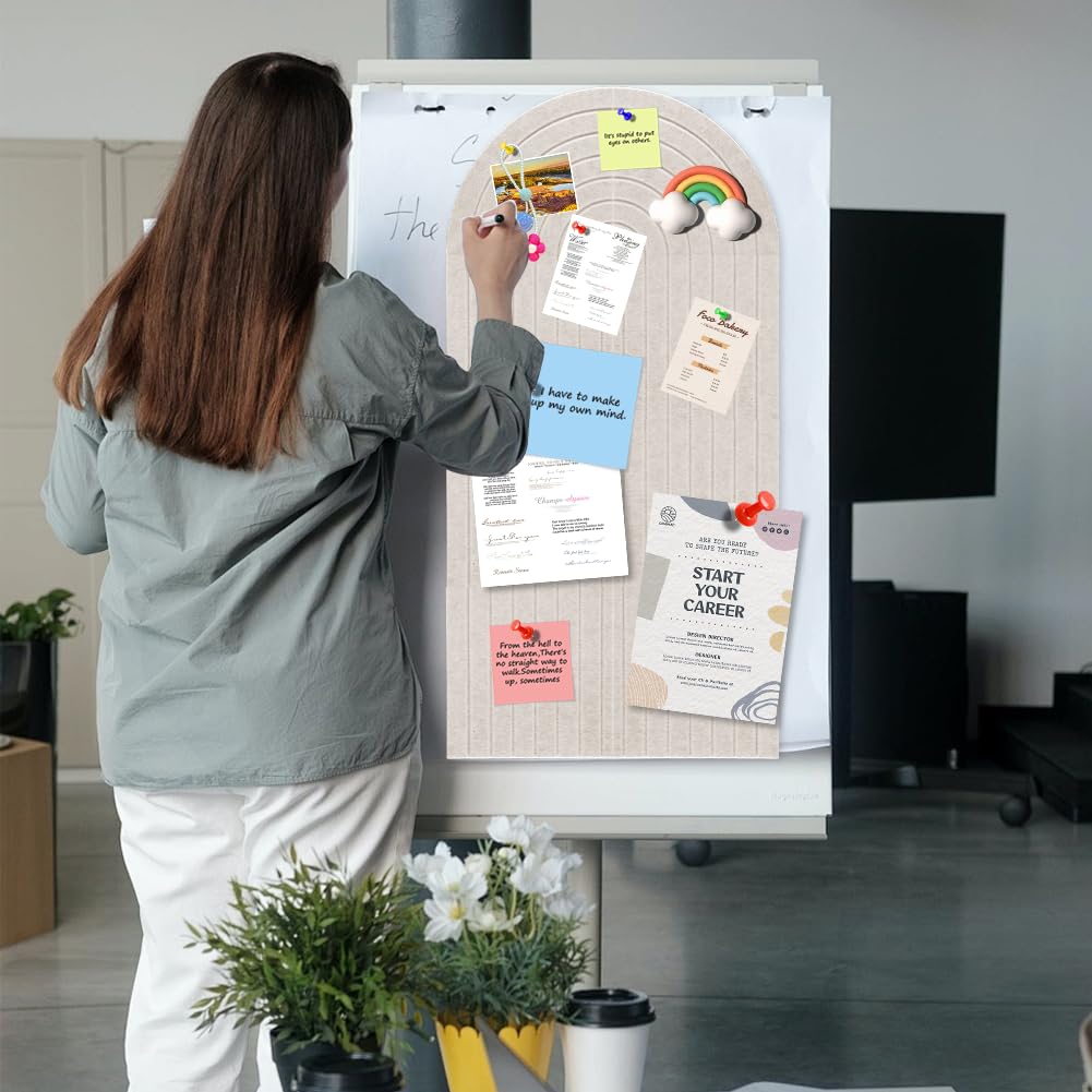 Große Filz Pinnwand Selbstklebend, 60x120cm Filzpinnwand 1 cm Dicke Dekorative Pinnwand aus Filz,Vision Board Ohne Bohren Faltbare Fototafel Memo Board Felt Bulletin Board für Büro,Schule,Kinderzimmer