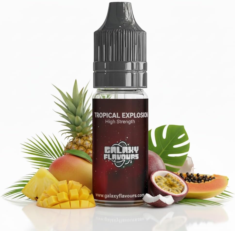 Tropical Explosion Food Flavouring Drops 10ml - Premium Exotic Fruit Extract for Professional Baking & Luxury Tropical Beverages - High Strength Food Grade Concentrate by GALAXY FOOD FLAVOURS