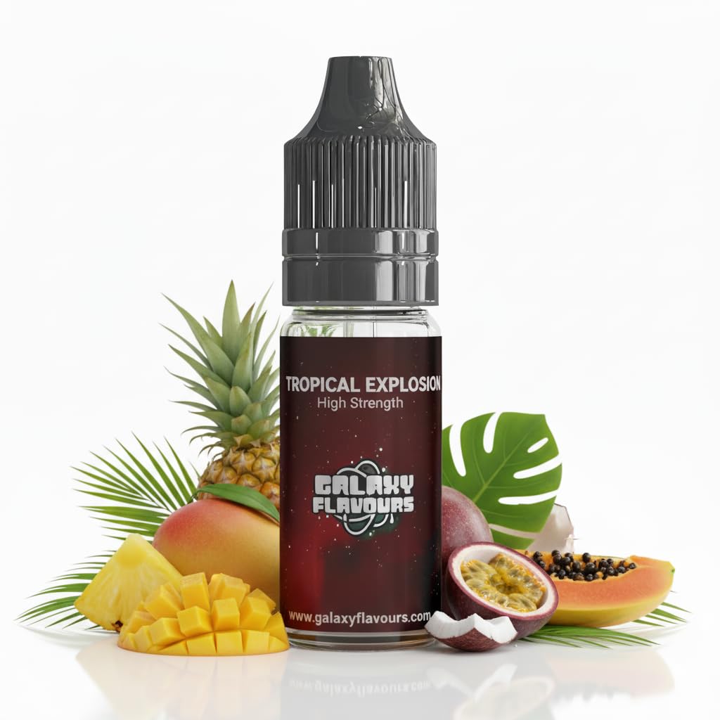 Tropical Explosion Food Flavouring Drops 10ml - Premium Exotic Fruit Extract for Professional Baking & Luxury Tropical Beverages - High Strength Food Grade Concentrate by GALAXY FOOD FLAVOURS