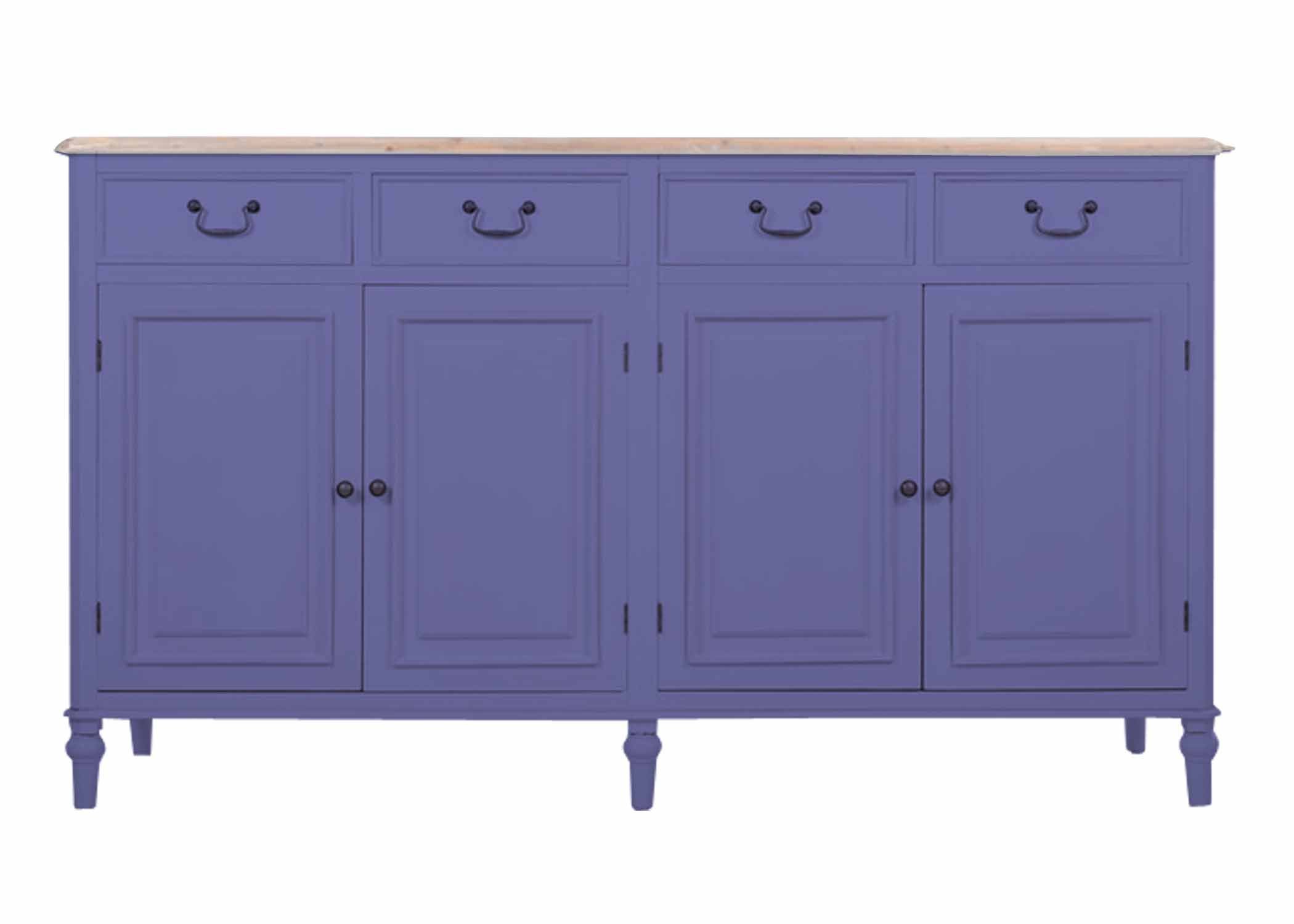 APRODZ Solid Wood Cancun Storage Sideboard Cabinet with 4 Door and 4 Drawer for Living Room | Siberian IRIS Finish