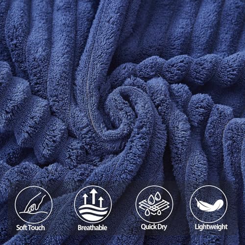 Image of 6 PC Microfiber Hand Towels for Bathroom, 16 inchx30 inch,Navy Blue | Soft Touch, Highly Absorbent, Quick Dry, Lint Free, Hanging Loop, Lightweight Towels for Guest Bath, Gym, Travel & Kitchen