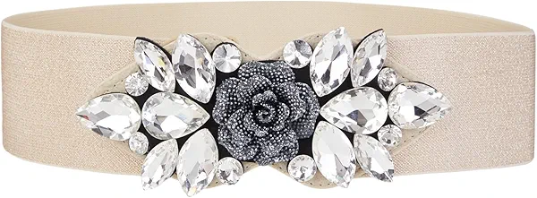 YooAi Women Dress Belts Rhinestone Bow Belt Wide Elastic Stretchy Cinch Waist Belt for Women Ladies Dresses