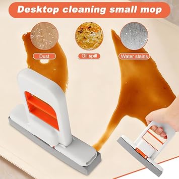 Mini Foldable Desktop Sponge Mop, OneHand SelfSqueezing Handheld Mop