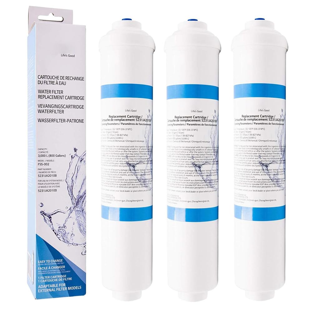 3 Filtri Acqua AquaHouse AH-UIFC Per Frigorifero LG, Hotpoint E Daewoo – Con Attacchi A Vite, Certificazione NSF/ANSI