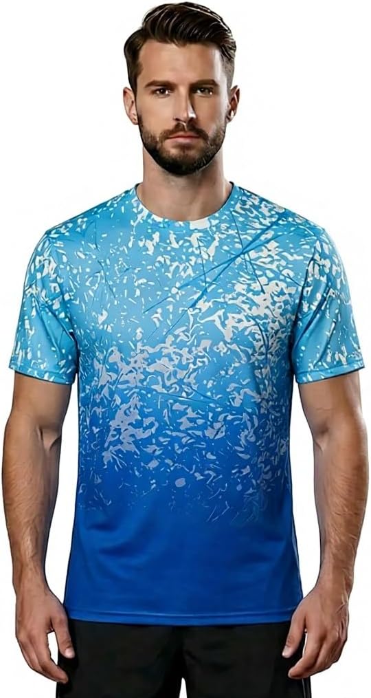 Men's Athletic T-Shirts Moisture Wicking Cooling Performance Quick Dry Short Sleeve Workout Gym Top Running Tees