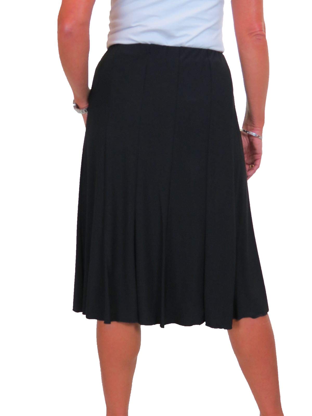 Knielanger Swing Flare Rock Für Damen, Weich Und Elastisch Mit Glanz Und Vollständig Gefüttert 34-48
