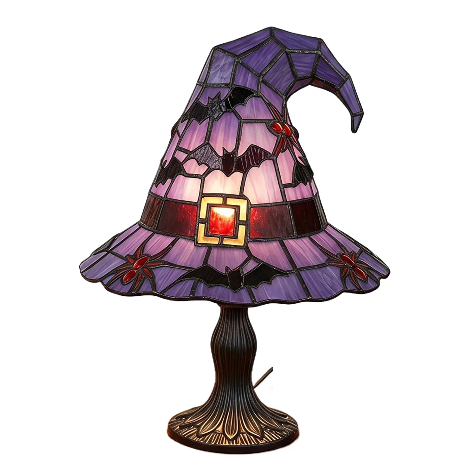 Introti Witch Hat Lamp Multifunctional Handcrafted Retro Resin Witch Lamp Wear Resist Gothic Wizard Hats Night Light for Bedroom Mantel Bookshelf Entryway