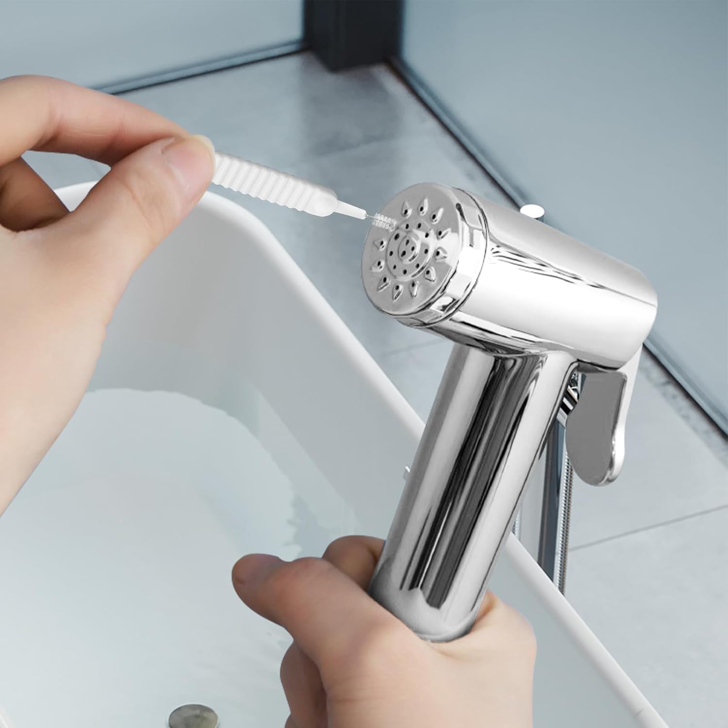 100 Pieces Mini Shower Head Cleaning Brush Multifunctional Gap Hole Anti-Clogging Nylon Pore Gap Cleaning Brush for Window Slot Phone Keyboard Car Vent Straw Bathroom Shower Cleaning Tool (White)