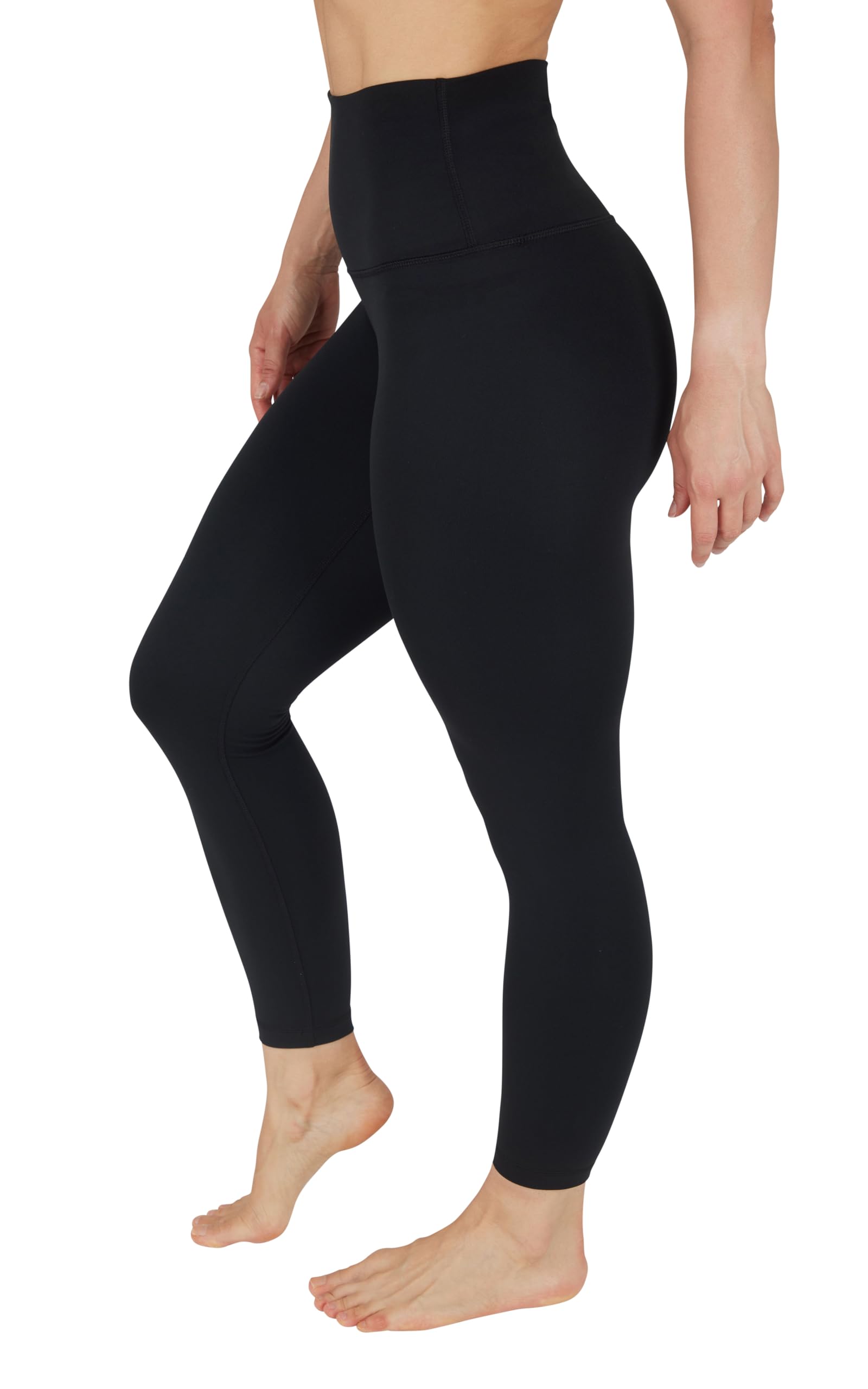 90 Degree By Reflex High Waist Legging 7/8 Tummy Control Yoga Workout Pants - Classic Black - Large