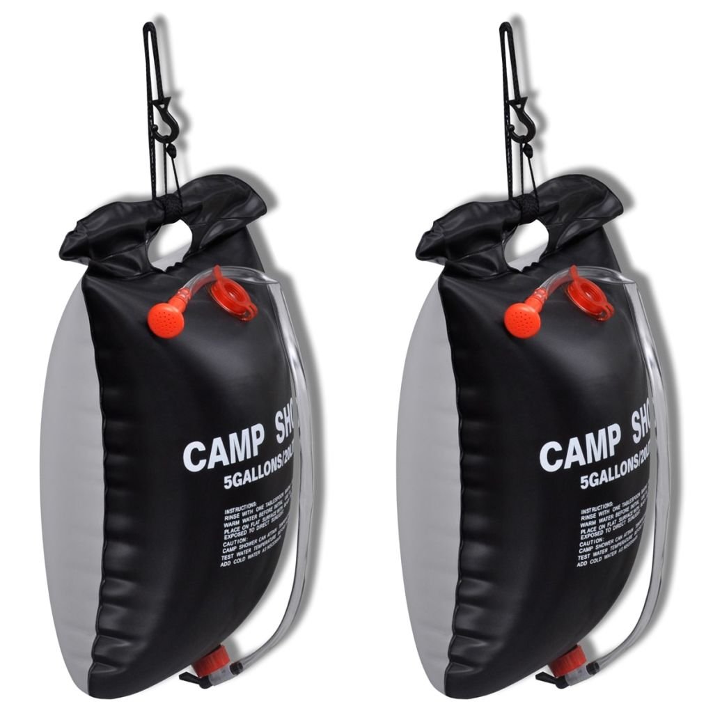 SENLUOWX2 pcs Camp Shower Solar Shower Outdoor Bath with a valve and a shower head 20 L
