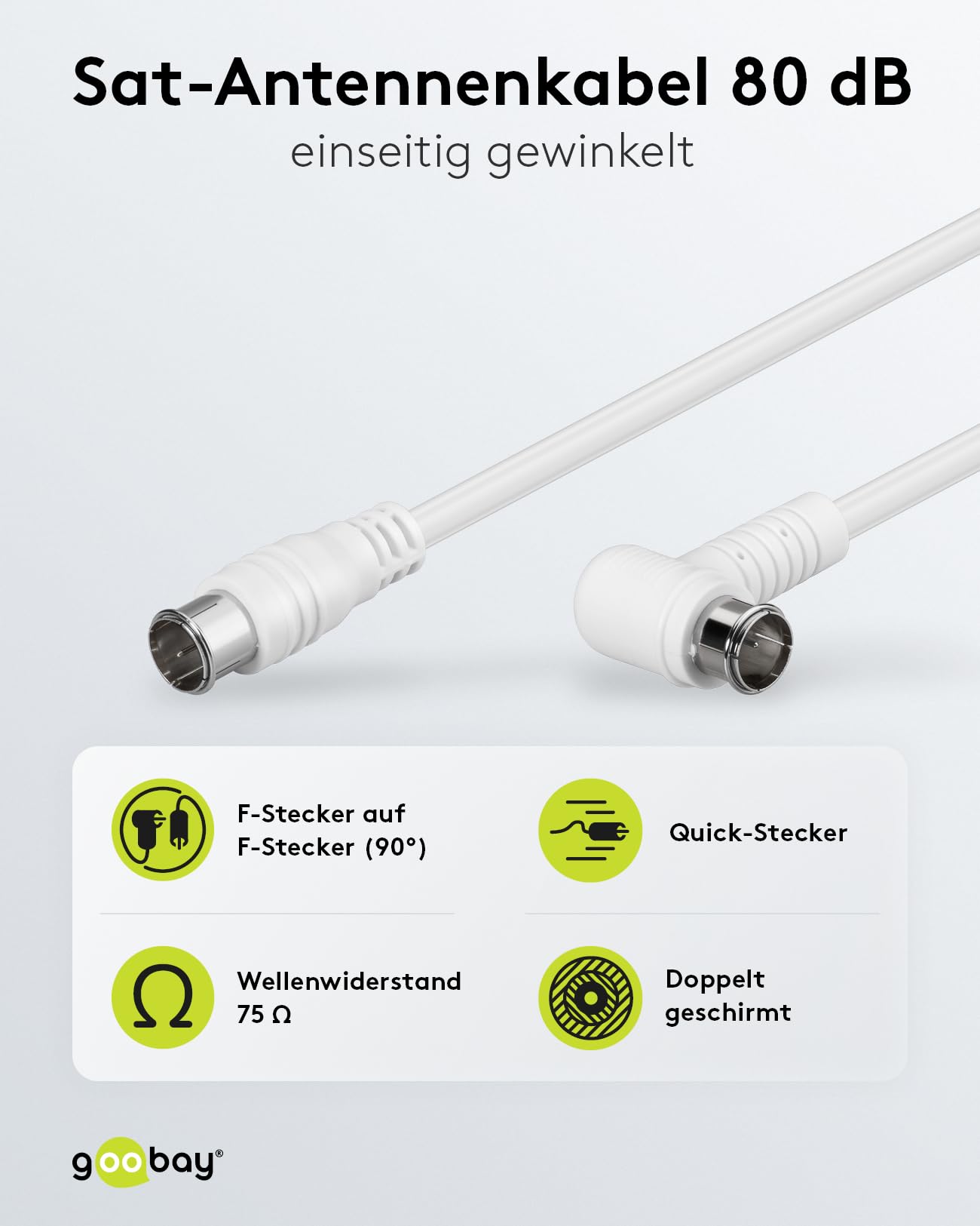 Goobay 67347 kabel antenowy SAT (80 dB), 2 x ekranowany, 1,5 m długości