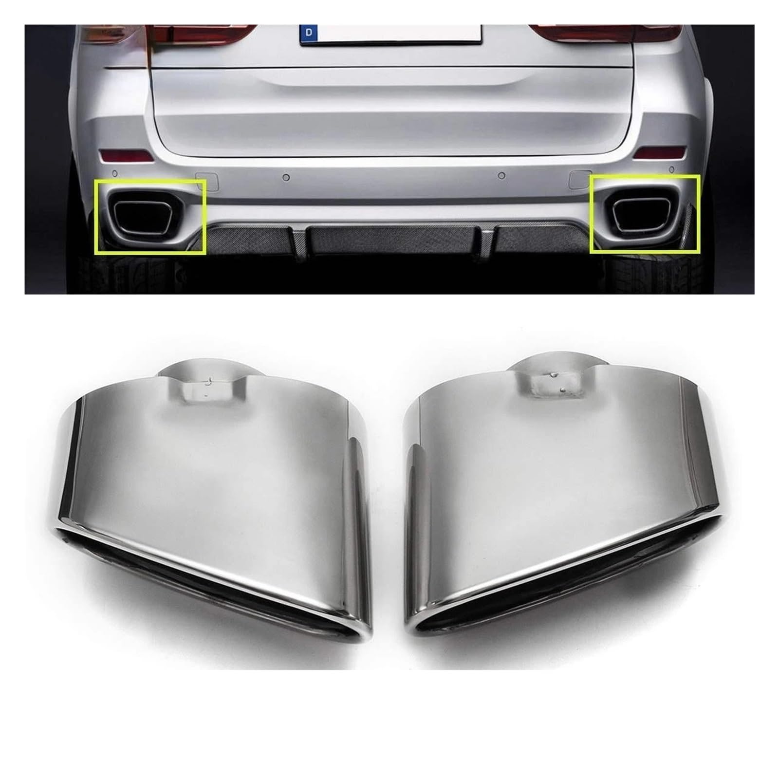 Tubo Scarico Auto Per BMW Per X5 E70 2000 2001 2002 2003 2004 2005 2006 2007-2016 2 Pezzi Terminale Di Scarico Doppio In Acciaio Inossidabile Cromato