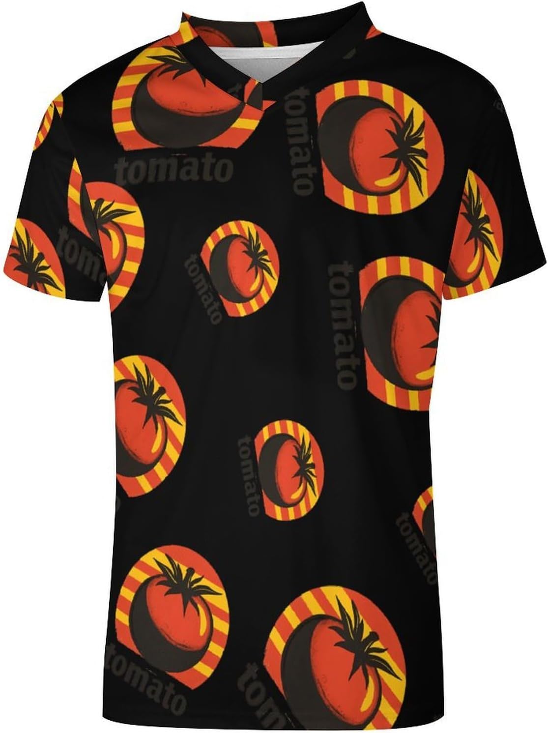 Vintage Tomato Men's Running Shirts V Neck Short Sleeve T Shirt Football Jersey Sport Tops 6X-Large