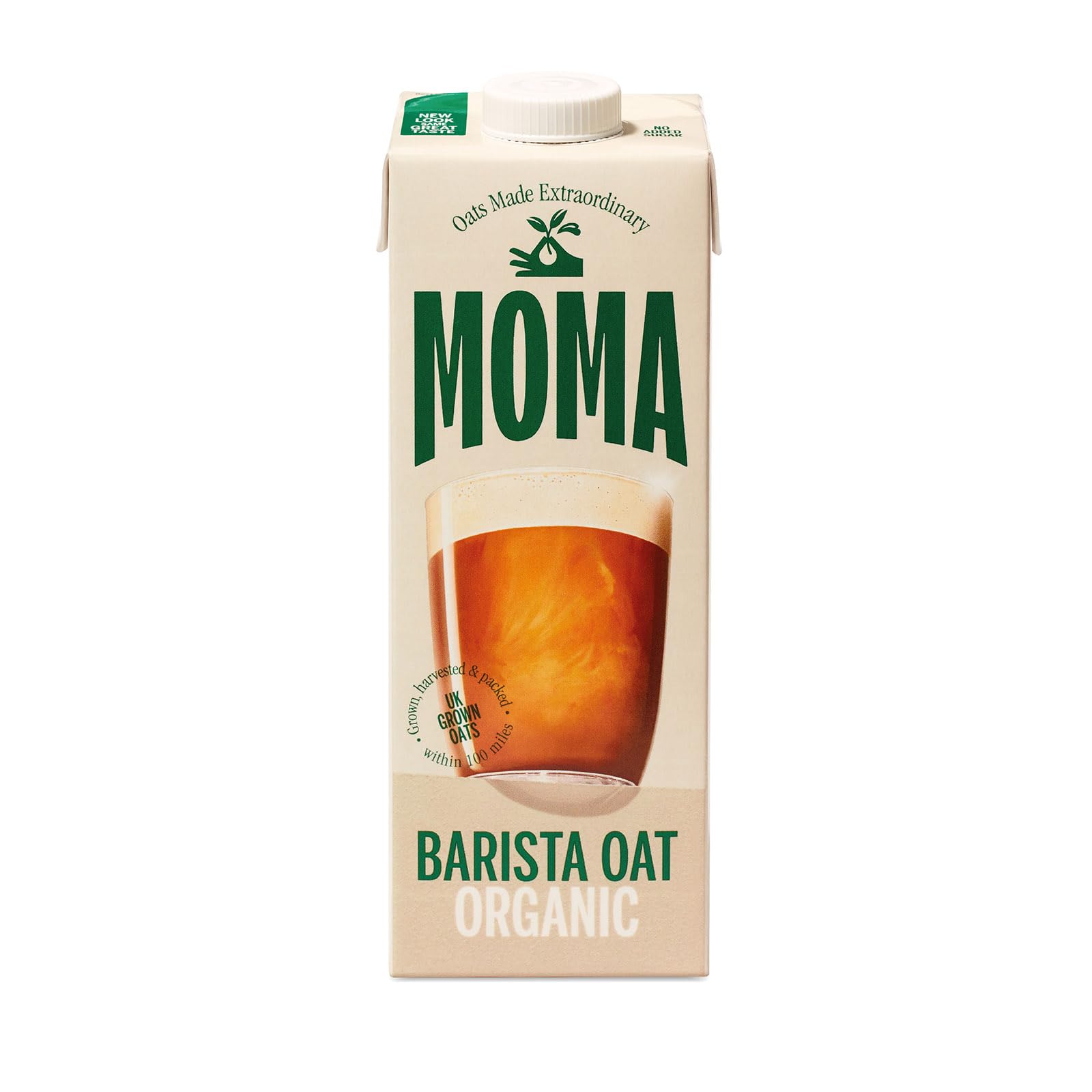 MOMAORGANIC Barista Oat Drink - 1 x 1L - 100% Plant Based Milk Alternative - Made from British Organic Oats - Vegan - Gluten Free - Fully Foamable - No Added Sugar - GMO Free - Made in the UKSoil AssociationSoil AssociationSoil Association
