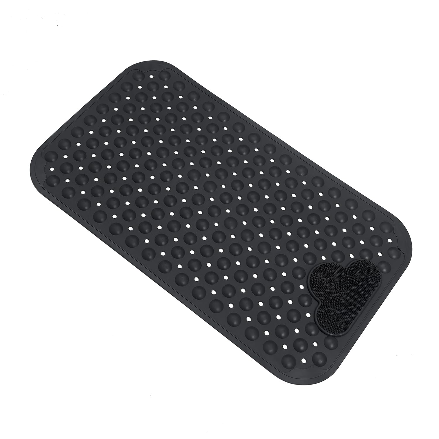 Alfombrilla de baño antideslizante para bañera con ventosas, alfombrilla de baño para bañera, 28 x 16 pulgadas, lavable a máquina (negro)