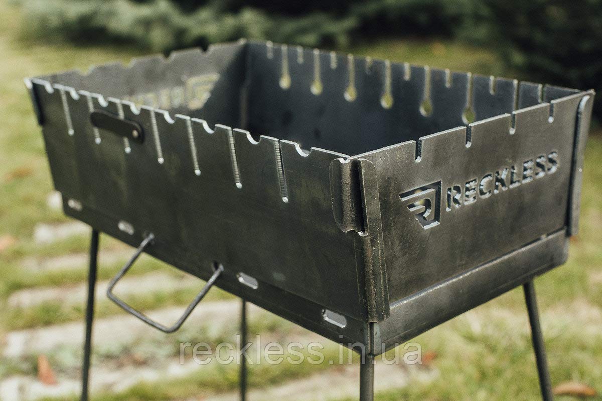 Barbecue portatile a carbonella per 10 spiedini, 3 mm, in acciaio legato, set per barbecue con valigia, borsa e guanti