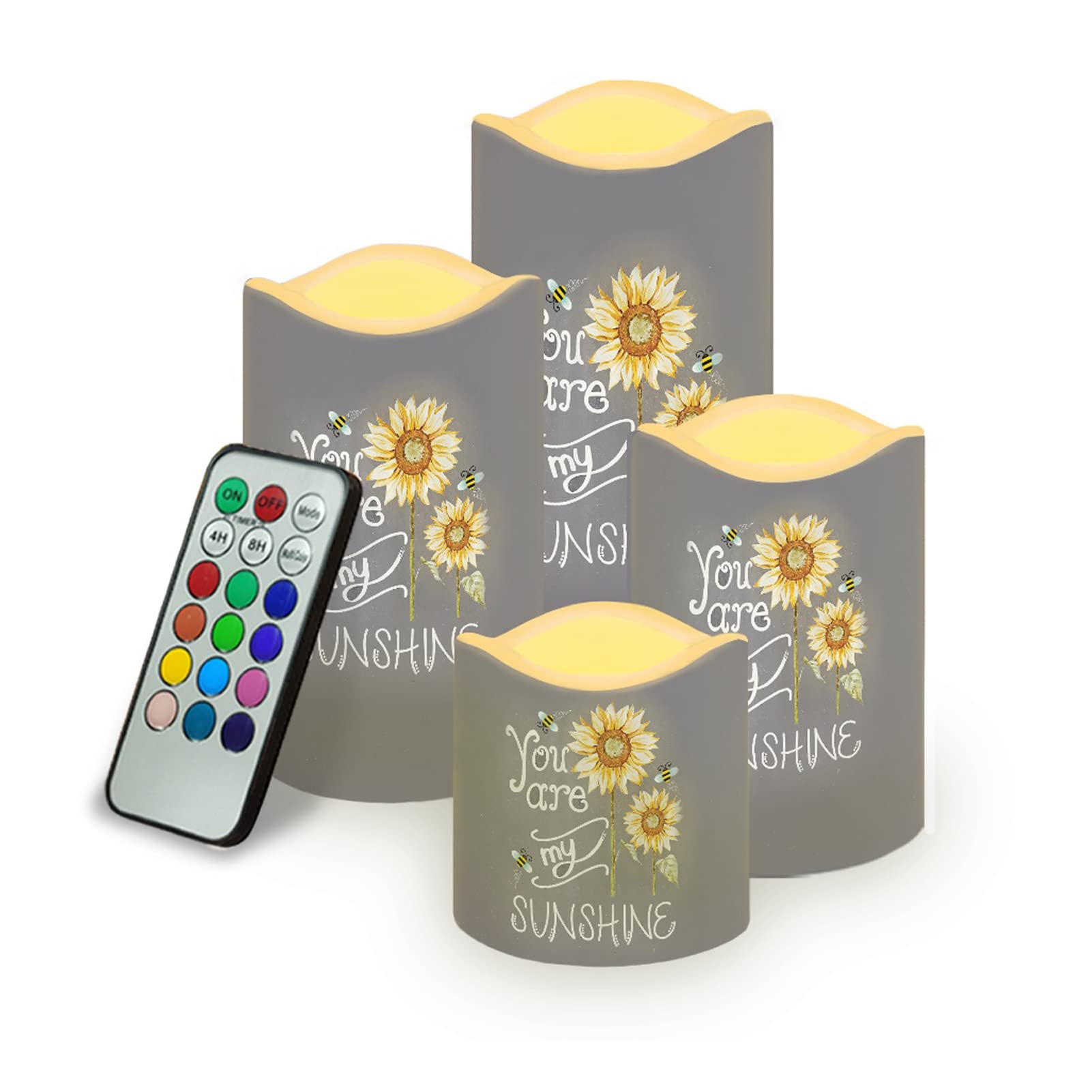 Dolyues Sunflower - You are My Sunshine Battery Candle Pillars, Simulated Flame Candle Night Lamps for Weddings Birthday Festivals Halloween
