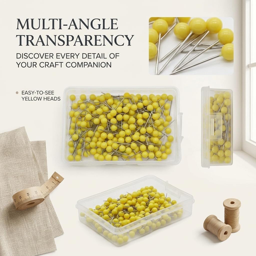 500 Pack Map Pins, Map Tacks Round Head Push Pins - Steel Point Map Markers & Thumb Tacks for Travel Maps, Bulletin Boards, Cork Board, Office & Professional DIY Crafts, Yellow image 4