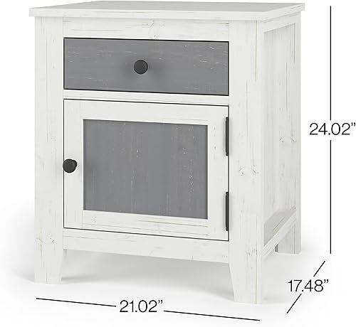 Miniatura 3 de Child Craft Ocean Grove - Mesita de noche de 1 cajón para guardería o dormitorio, cajón de almacenamiento grande, hecha de madera de pino Blanco/