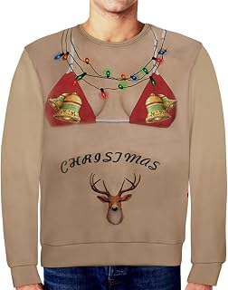 BIISDOST Men's Women's Christmas Winter Blouse Top Stylish Warm Print Long Sleeve Sweatshirt Casual Amusing Print Blouse Pullover Winter Coat Men's Down