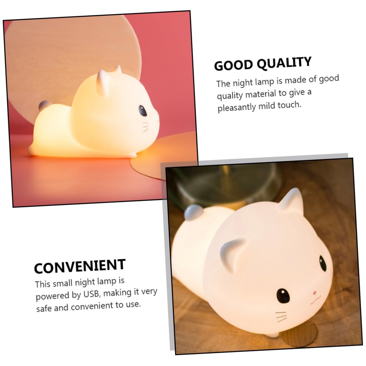 Veemoon Luce Notturna USB a Forma di Gatto in Silicone Bianco