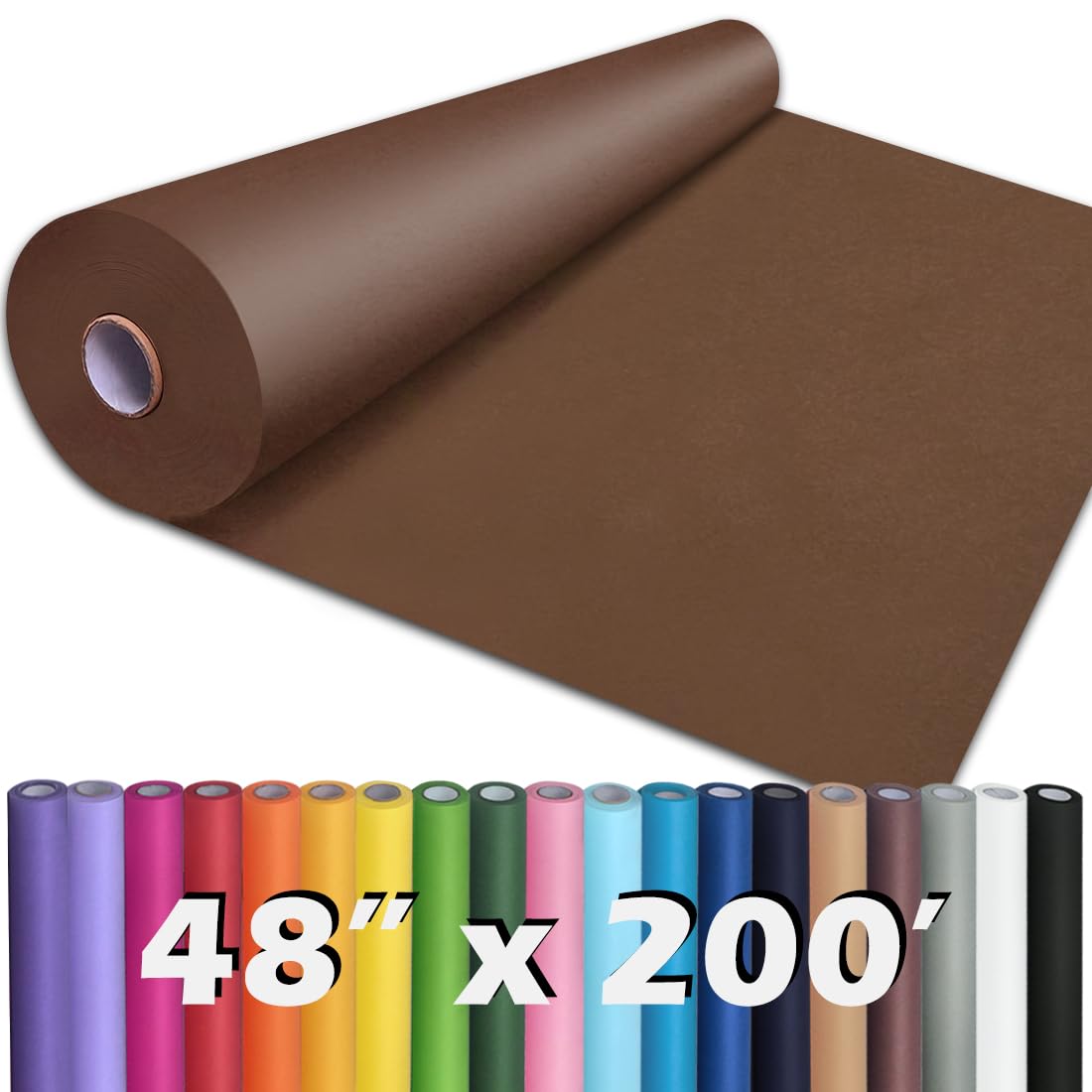 PerkHomy 48" x 2,400" (200') Coffee Kraft Paper Roll for Craft Bulletin Board Paper Art Table Covering Crafting Gift Wrapping Bouquet Packing Parcel 80GSM 55LB (Coffee, 48" x 200')