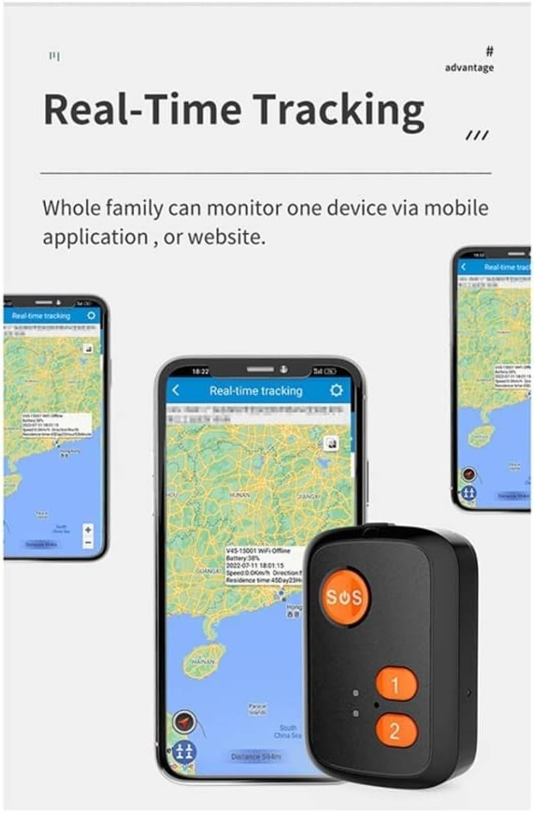 Localizzatore GPS per anziani, ciondolo SOS 4G, monitoraggio in tempo reale, chiamate vocali bidirezionali, avvisi di recinzione geografica, impermeabile IPX7, pulsanti di selezione rapida, per