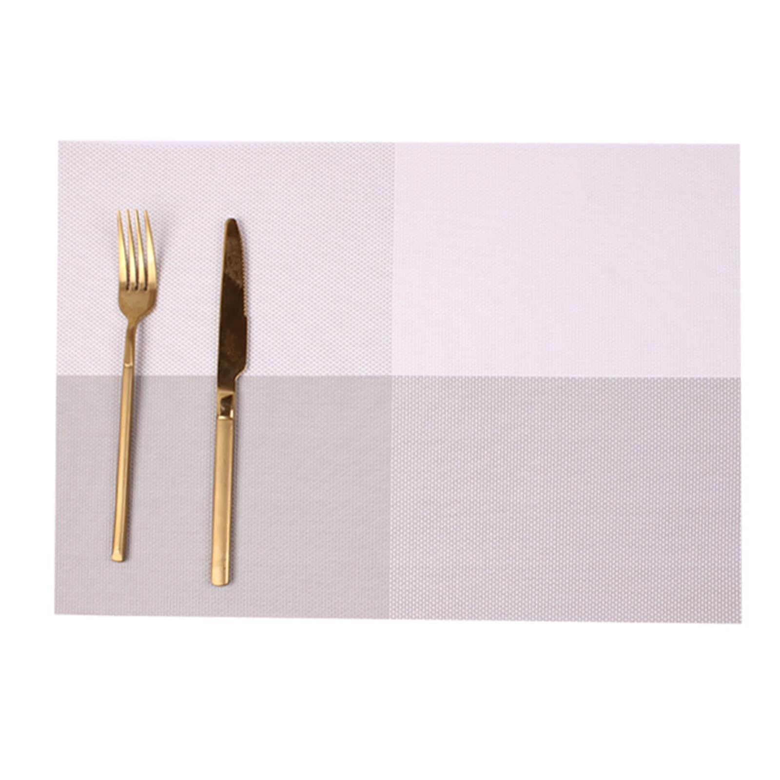 Sets de table en PVC tissé rectangulaires faciles à laver gris beige 8x
