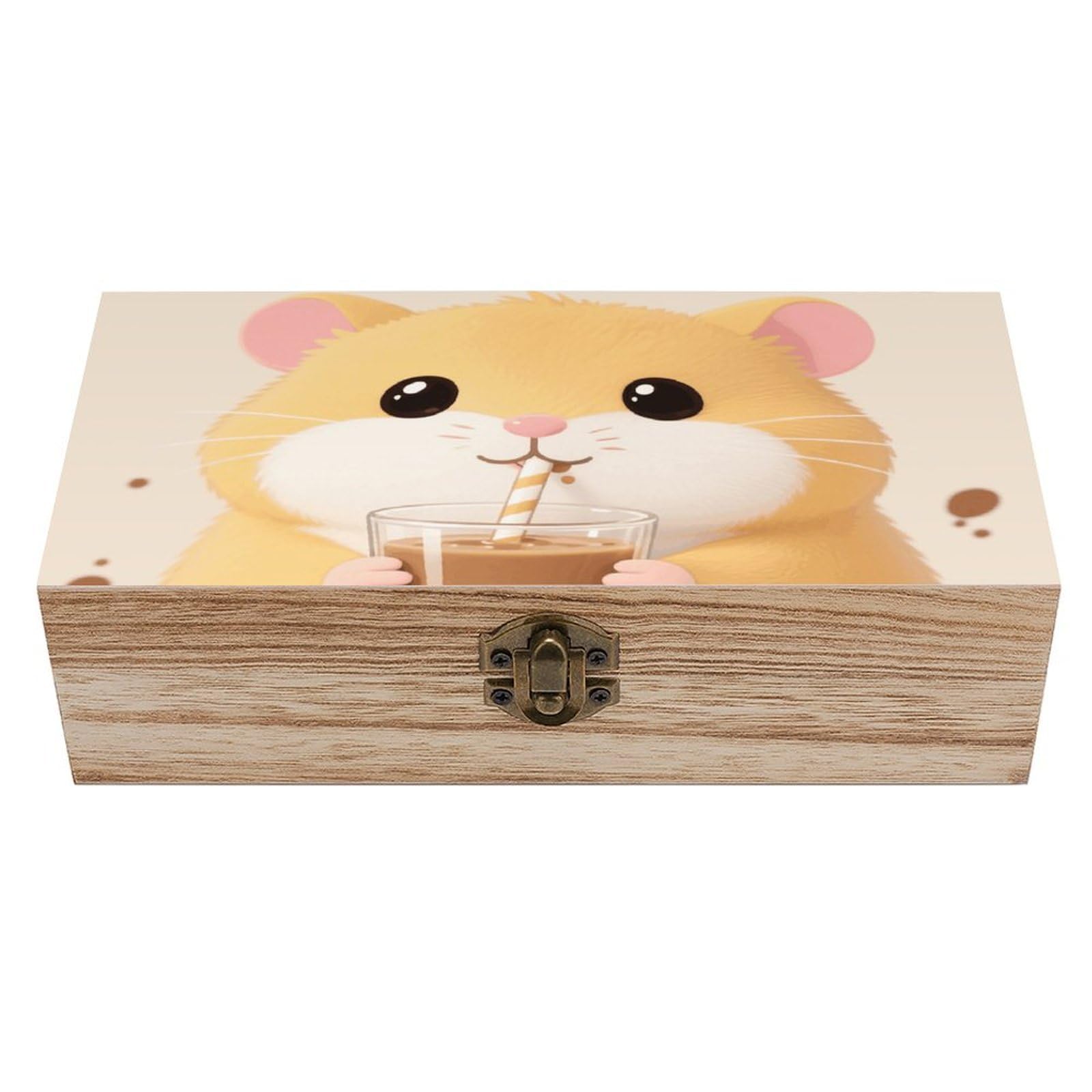 FodPand Decorative Keepsake Box Wooden Storage Boxes with Hinged Lid Handmade Hamster Wood Organizer Memory Treasure Box for Jewelry Craft Card Photo Storage Wedding Bridal Shower Gifts