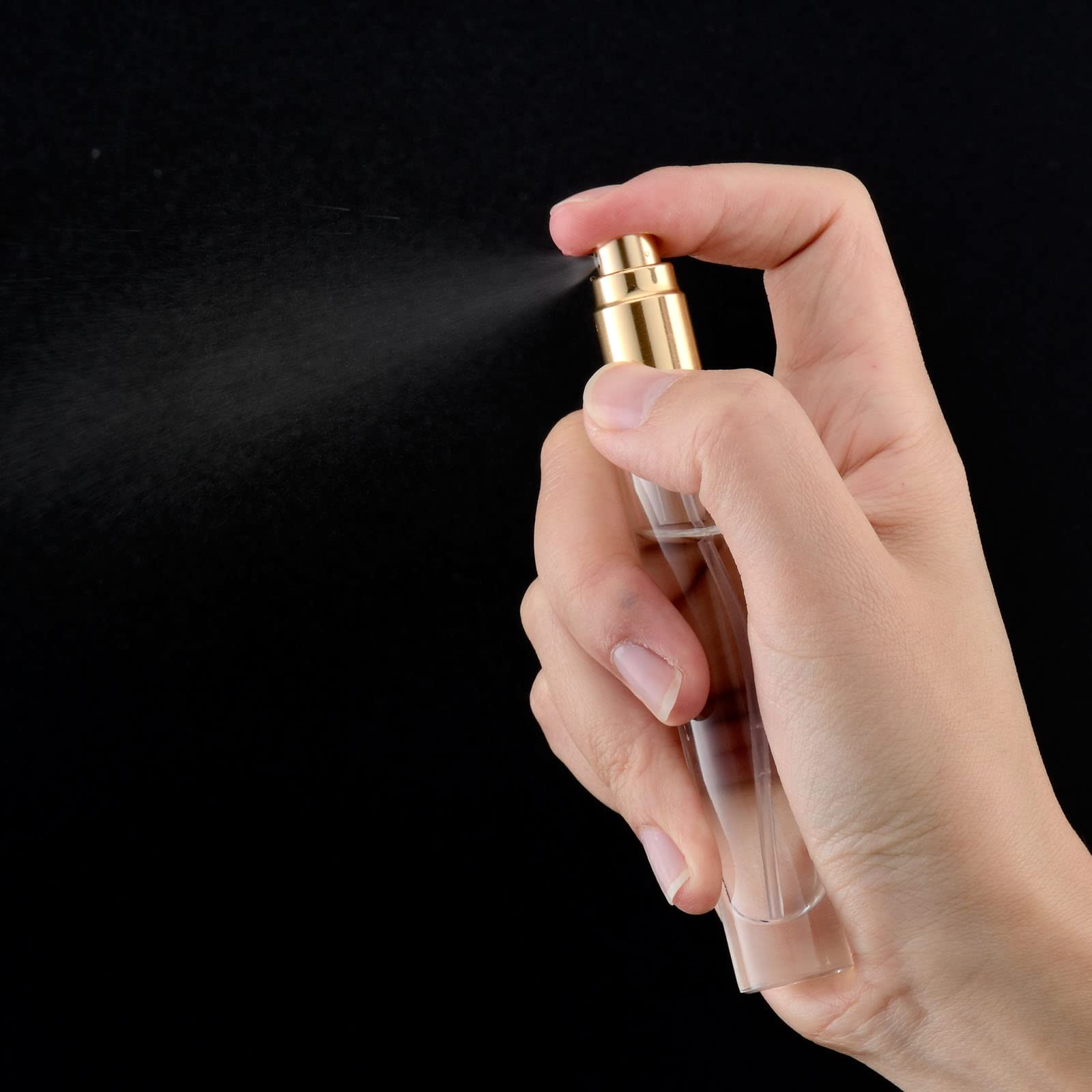 10 ml Mini-Parfümzerstäuber, Zylinderform, nachfüllbar, feiner Nebel, tragbare Glassprühflasche, Duftflasche für Kölner, Probe (8 Stück, Gold)