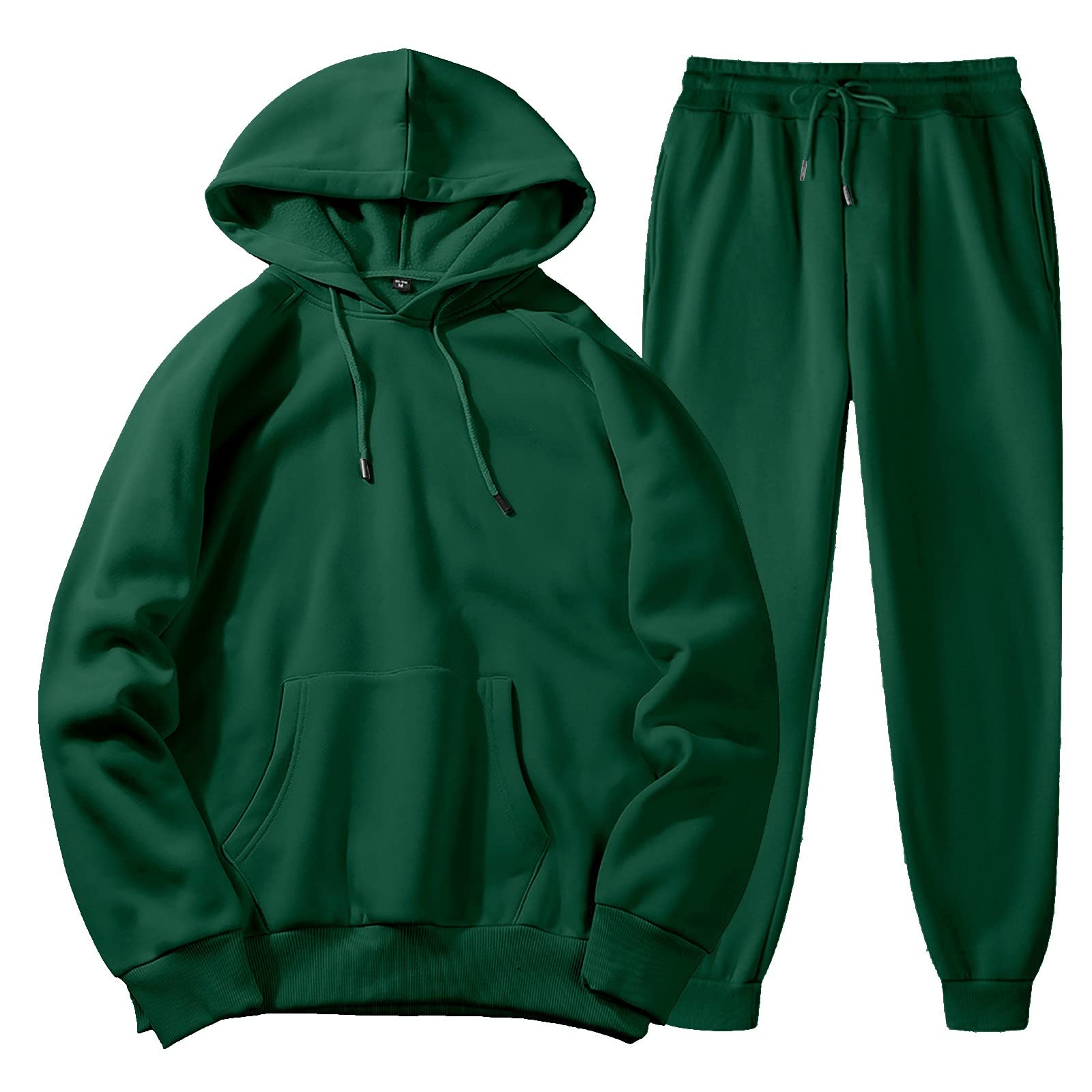Générique Męskie spodnie dresowe 2-częściowy zestaw kurtek z zamkiem błyskawicznym Spodnie sportowe polarowe Zima Ciepły Casual dres treningowy z kapturem Kieszenie Miękkie oddychające Wygodne