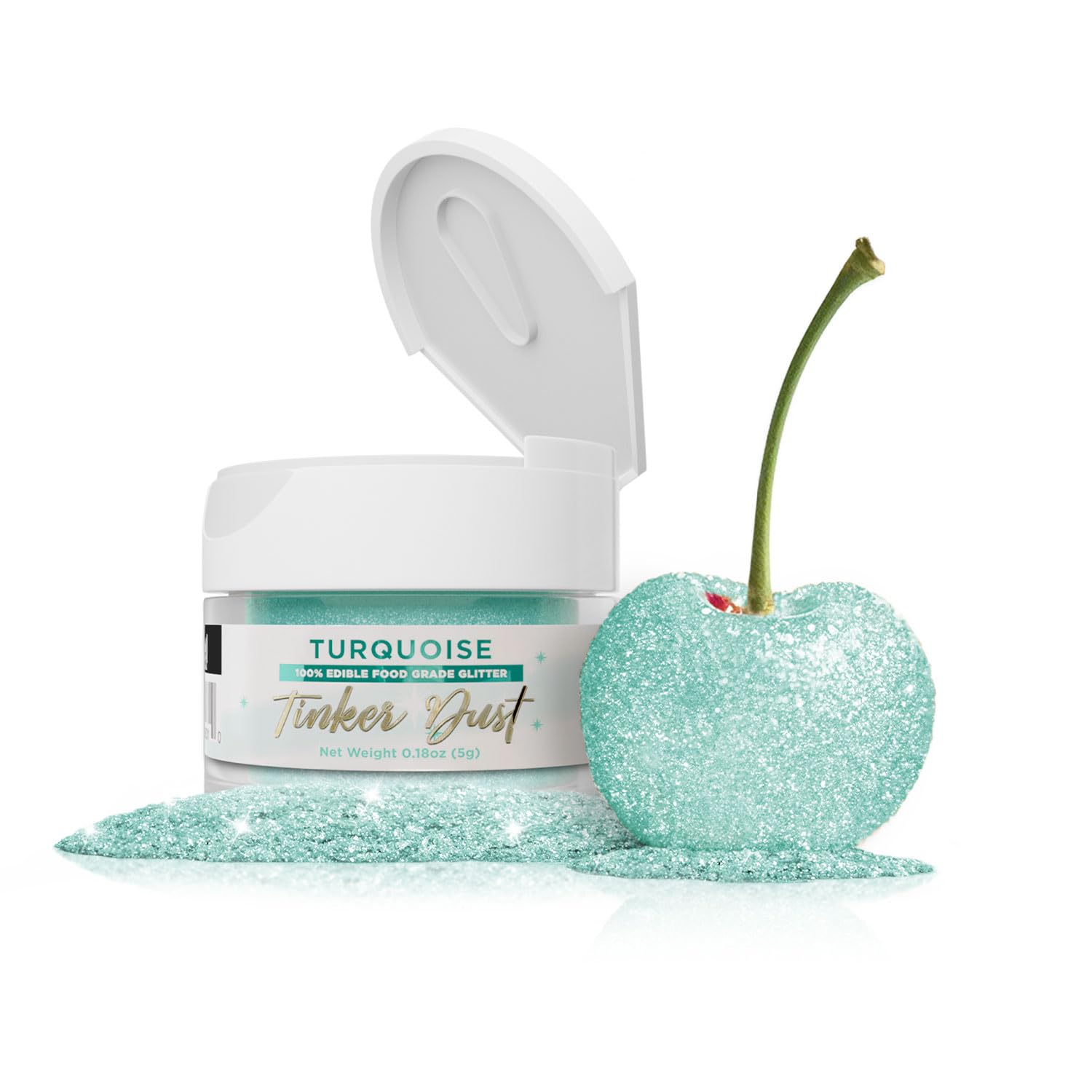 Bakell Turquoise Tinker Dust®, 5 Gram | KOSHER Certified | 100% Edible Glitter | Cakes, Cupcakes, Cake Pops, Drinks, Glitter & Dusts (Turquoise)