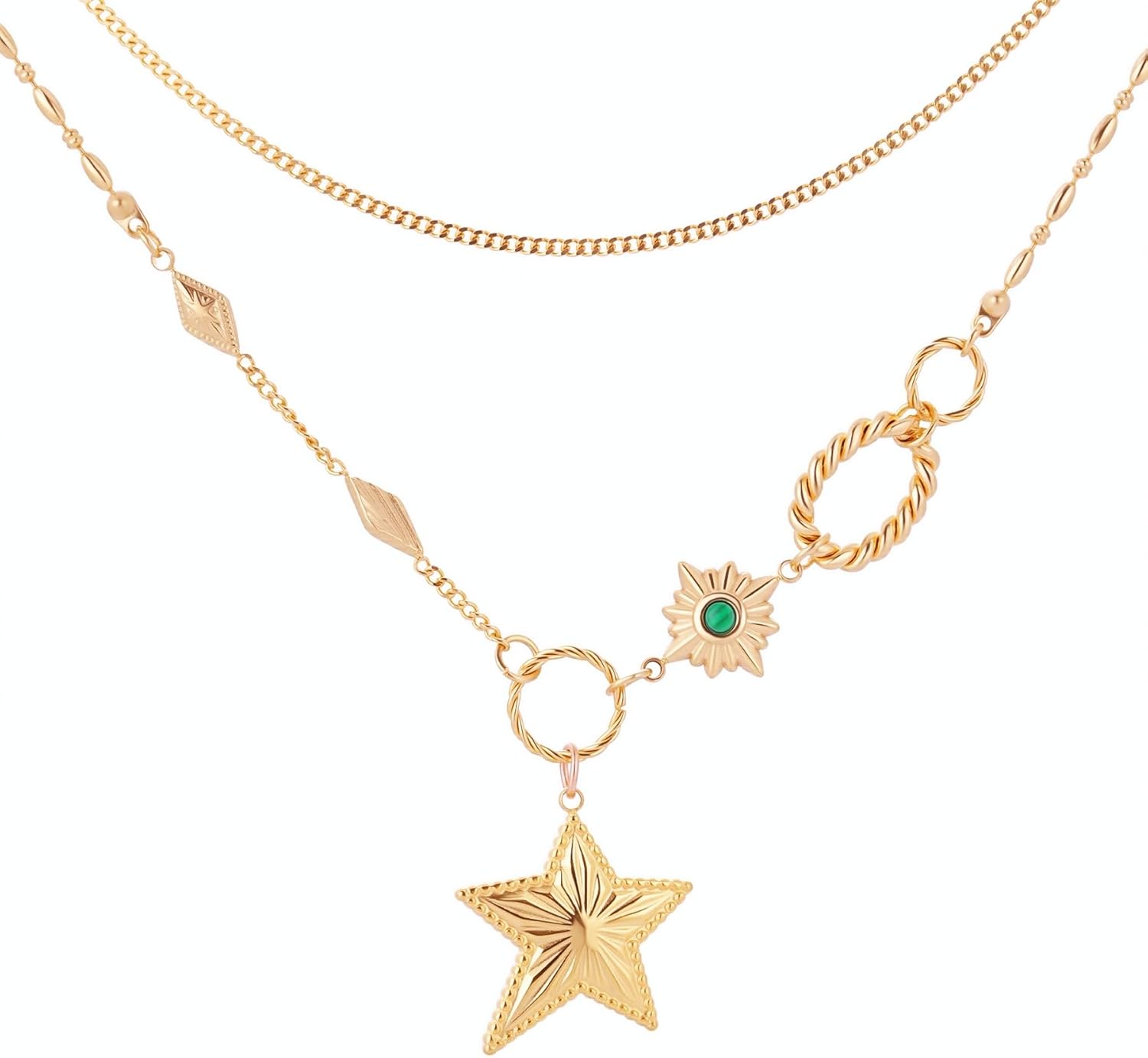 Dainty Gold Necklace for Women - Star Necklace, Starfish Pendant, Non-Tarnish 14K Gold Plated Charm Necklaces, Birthday Gifts for Women