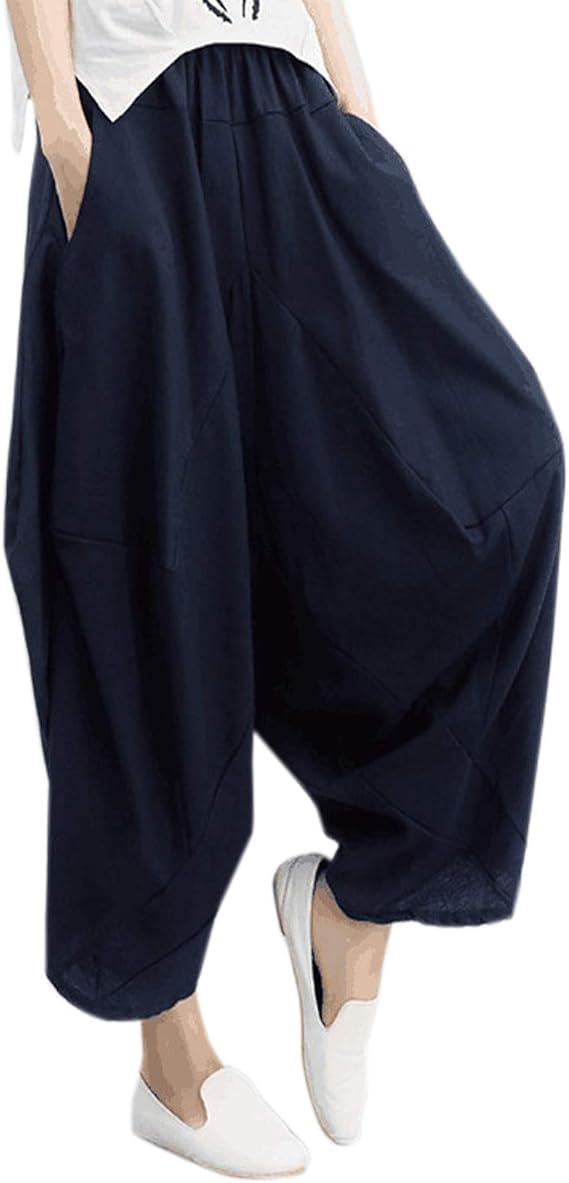 Amazon Elonglin レディース ロングパンツ ハーレムパンツ ゆったり まったり サルエル パンツ おもしろ ゆる ダボ シルエット ヒップホップ ダンス 衣装 民族風 文芸風 ロングパンツ 通販