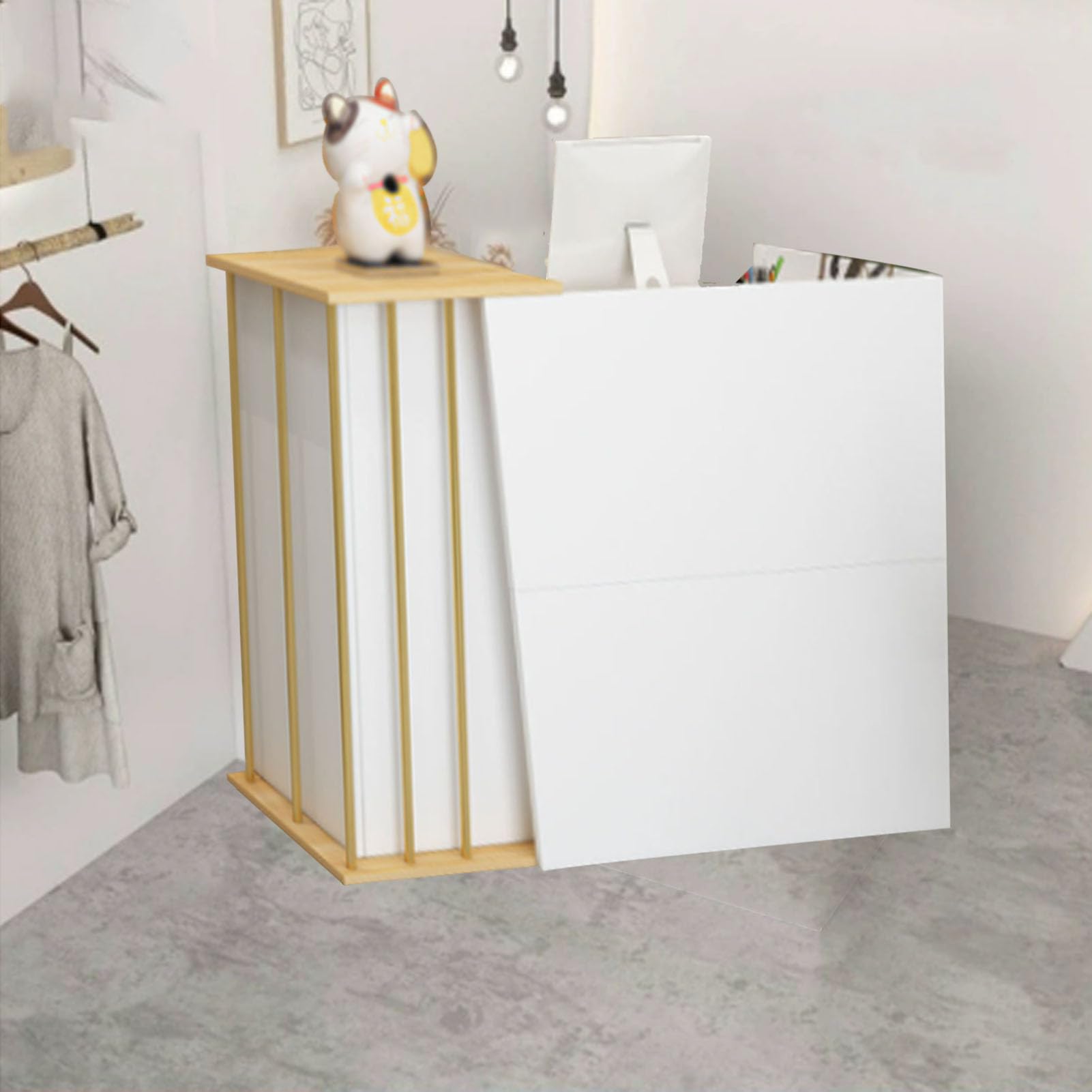 con Cassetti Bancone Moderno per Negozio Reception, Bancone Cassa con Vetrina per Negozio, Applicabile al Cassiere del Supermercato(Size:140 * 40 * 90cm,Color:White)