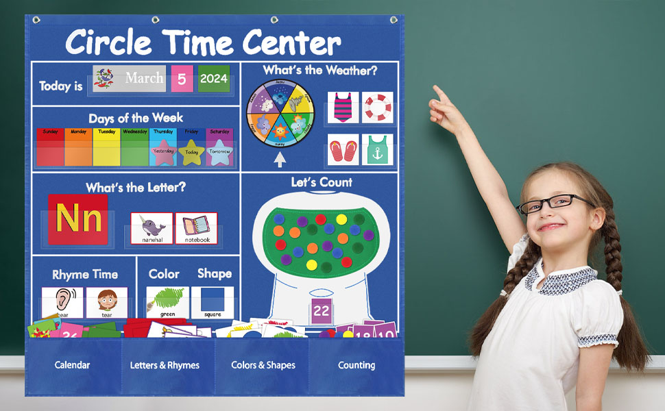 Circle Time Calendar Circle Time Learning Center Pocket Chart With 221 ...