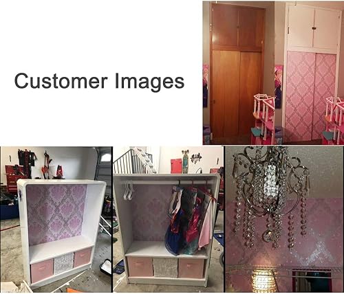 Miniatura 8 de Papel tapiz de damasco de 32.8 pies, rollo de renovación para mesa de comedor, contenedores de almacenamiento, decoración de muebles de pared, papel