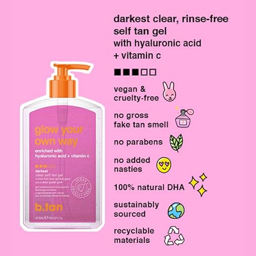 Miniatura 2 de b.tan Kit de gel autobronceador transparente y niebla facial  Paquete de brillo a tu propio camino + niebla, gel autobronceador resistente a la