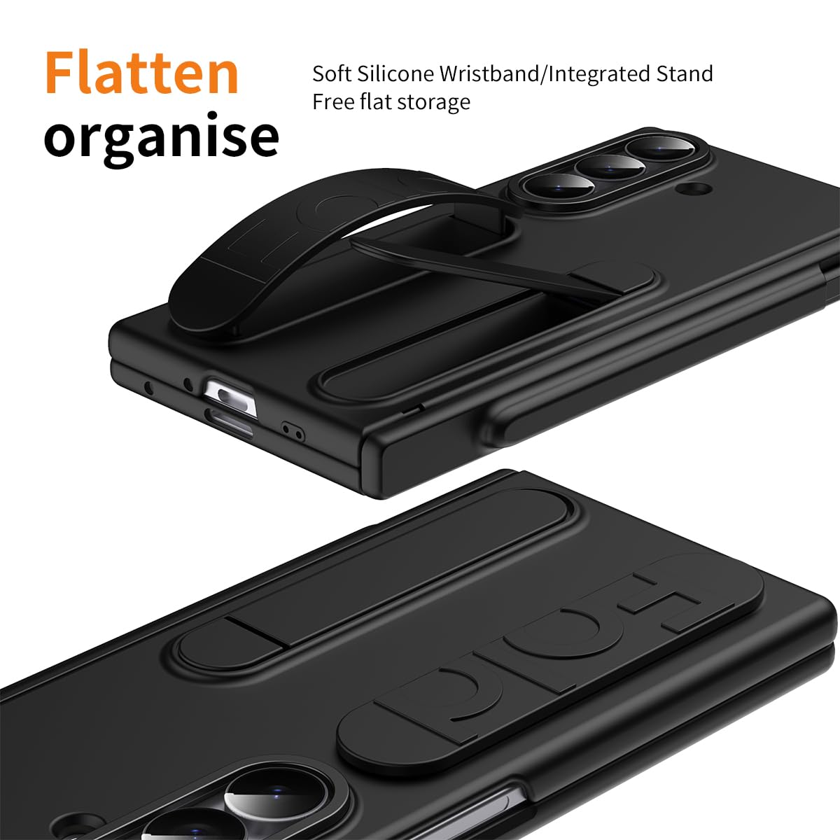 BRAND SET Etui do Galaxy Z Fold7, podpórka i pasek na rękę, odporne na wstrząsy, przyjazne dla skóry etui z wbudowanym rysikiem i uchwytem na rysik, ekran HD i ochrona obiektywu, do Samsung Galaxy Z