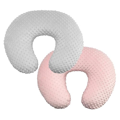 Owlowla Juego de 2 fundas de almohada de lactancia, color gris y rosa, para lactancia, se adapta a almohadas de lactancia desnudas para bebé niño y